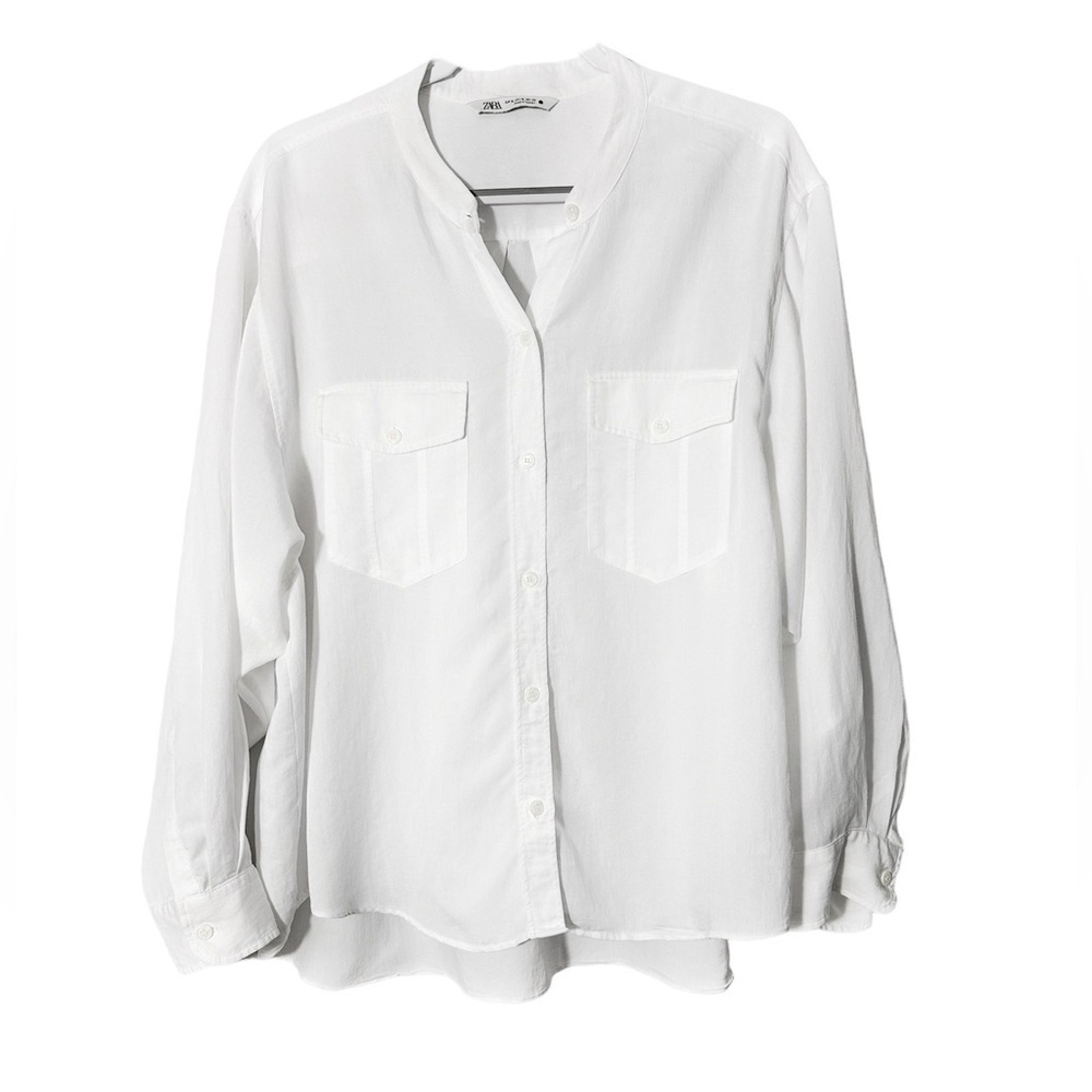 Zara White Button Down Shirt Oversized